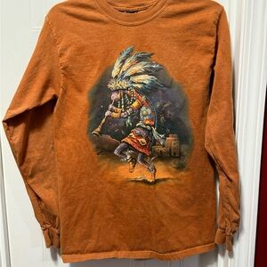 Rust Long Sleeve Shirt with Native American Design